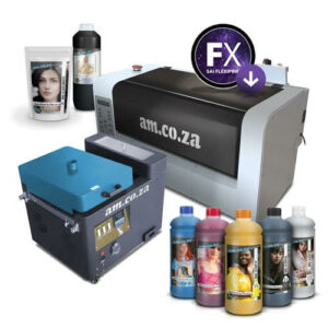 H-DTF/305/XP600: 300mm DTF Printing & Powdering Machine Complete Set,, EPSON XP600 Printheads, SAi FlexiPRINT RIP Software, CMYK/White Inks, Ink Cleaner & White Adhesive Powder